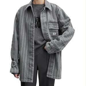 Mads Nørgaard - Gray Stripe Denim Johnny Jacket - 36/38